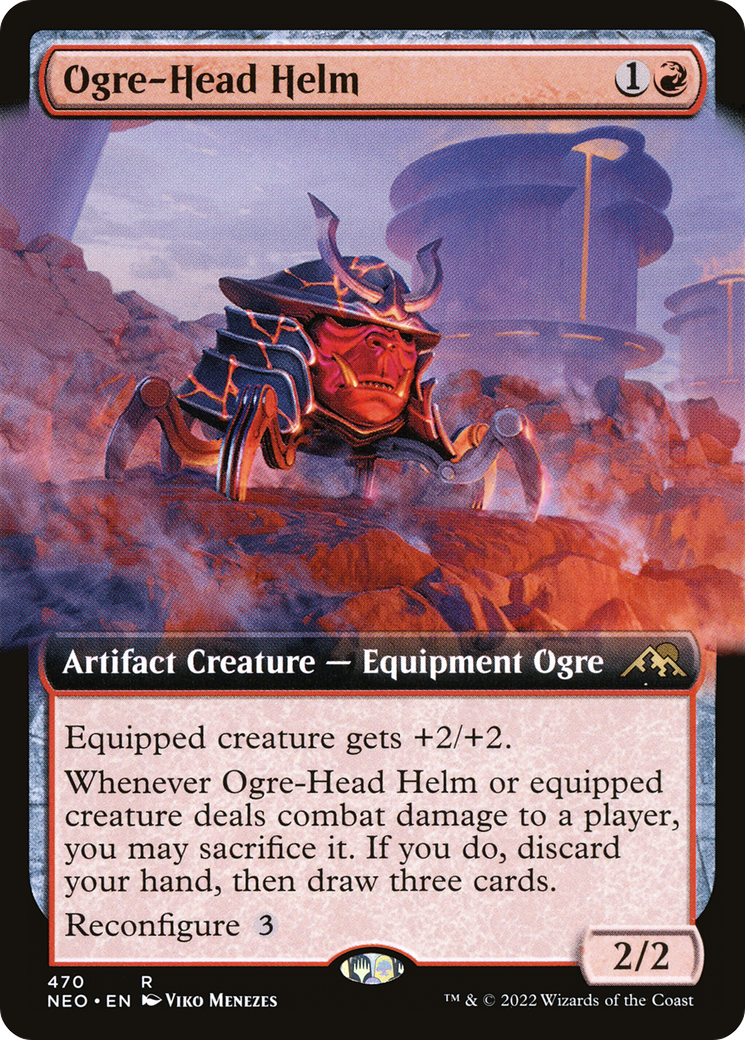 Ogre-Head Helm (Extended Art) (NEO-470) - Kamigawa: Neon Dynasty: (Extended Art)