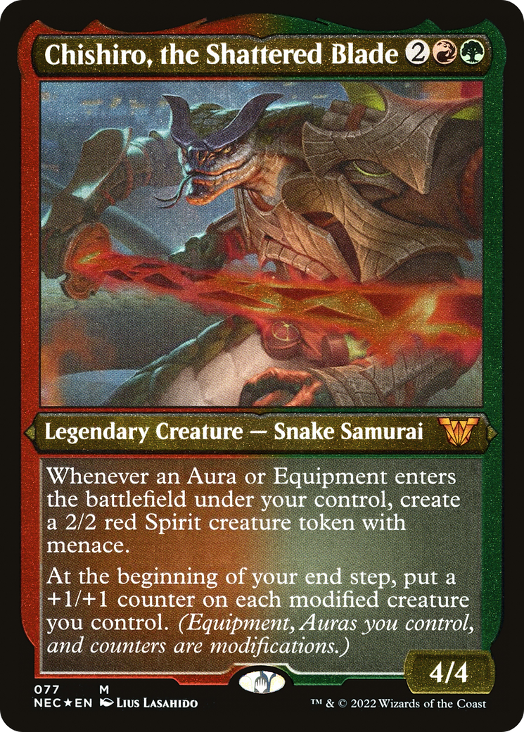 Chishiro, the Shattered Blade (Display Commander) - Thick Stock (NEC-077) - Neon Dynasty Commander Foil