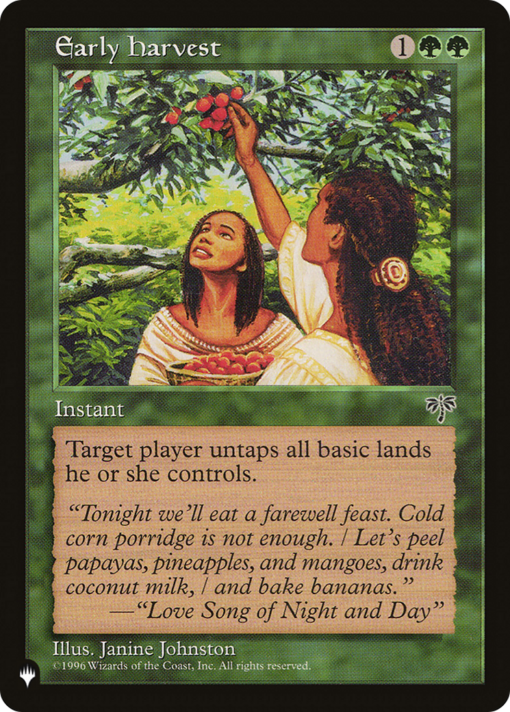 Early Harvest (LIST-) - The List