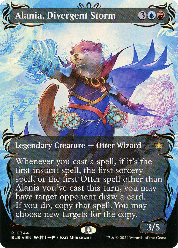 Alania, Divergent Storm (Borderless) (Raised Foil) (BLB-344) - Bloomburrow: (Showcase) Foil