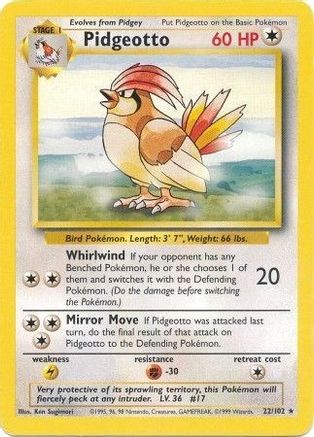 Pidgeotto 022 Base Set - Rare