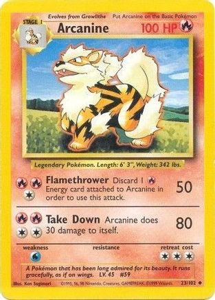 Arcanine 023 Base Set - Uncommon
