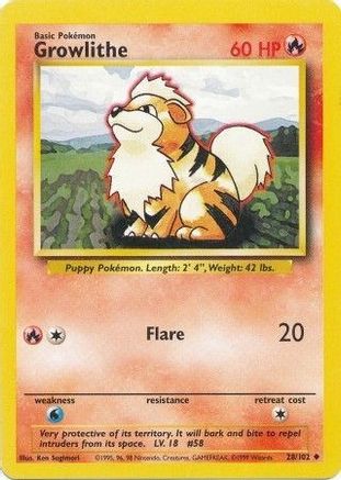 Growlithe 028 Base Set - Uncommon