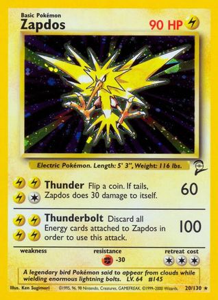 Zapdos 020 - Holofoil Base Set 2 - Holo Rare