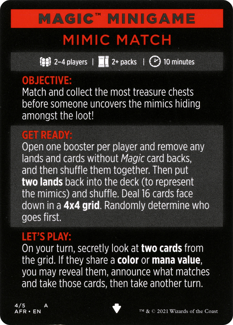 Mimic Match // Mimic Match (cont'd) (MAFR-004) - Adventures in the Forgotten Realms Minigames