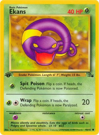 Ekans 046 - 1st Edition Fossil - Common