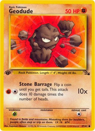 Geodude 047 - 1st Edition Fossil - Common