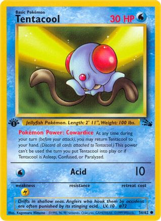 Tentacool 056 - 1st Edition Fossil - Common