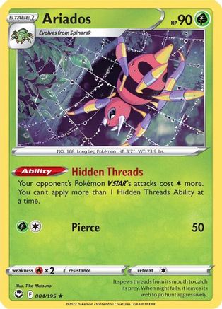Ariados 004 - Reverse Holofoil SWSH12 Silver Tempest - Holo Rare