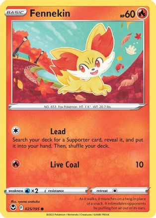 Fennekin 025 - Reverse Holofoil SWSH12 Silver Tempest - Common