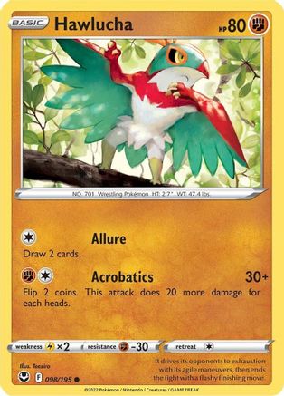 Hawlucha 098 - Reverse Holofoil SWSH12 Silver Tempest - Common