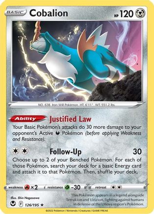 Cobalion 126 SWSH12 Silver Tempest - Rare