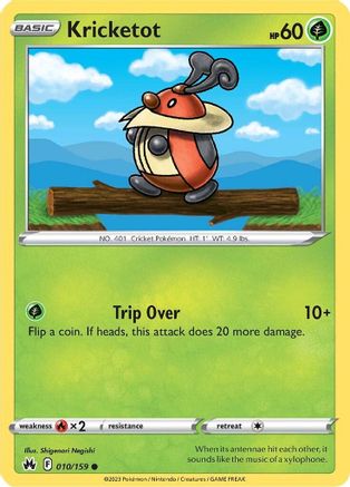 Kricketot 010 - Reverse Holofoil SWSH Crown Zenith - Common