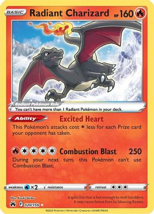 Radiant Charizard 020 - Holofoil SWSH Crown Zenith - Radiant Rare