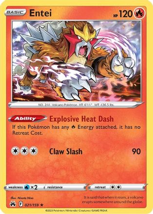 Entei 021 - Reverse Holofoil SWSH Crown Zenith - Holo Rare