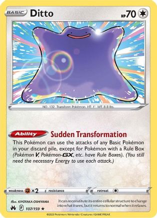Ditto 107 - Reverse Holofoil SWSH Crown Zenith - Holo Rare