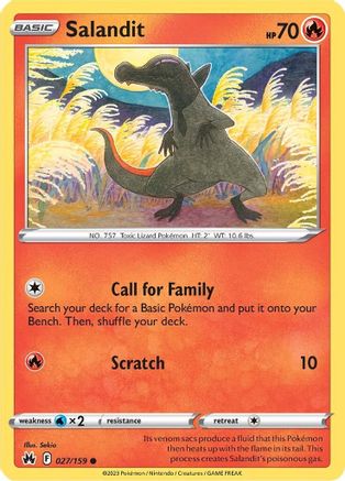 Salandit 027 - Reverse Holofoil SWSH Crown Zenith - Common