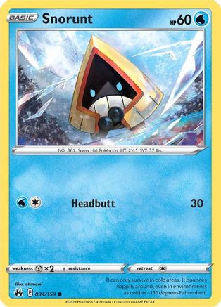 Snorunt 034 - Reverse Holofoil SWSH Crown Zenith - Common