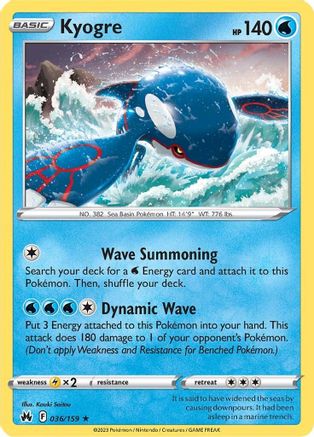 Kyogre 036 - Holofoil SWSH Crown Zenith - Holo Rare