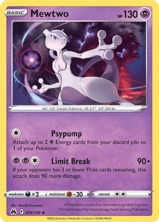 Mewtwo 059 - Reverse Holofoil SWSH Crown Zenith - Holo Rare