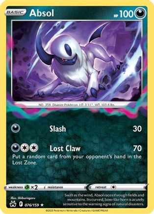 Absol 076 - Reverse Holofoil SWSH Crown Zenith - Holo Rare