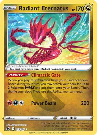 Radiant Eternatus 105 - Holofoil SWSH Crown Zenith - Radiant Rare