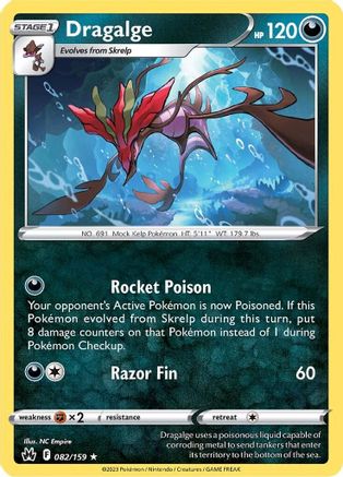 Dragalge 082 - Reverse Holofoil SWSH Crown Zenith - Rare