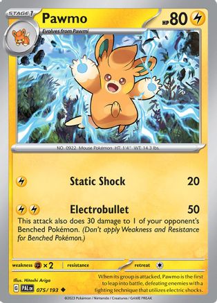 Pawmo 075 - Reverse Holofoil SV02 Paldea Evolved - Uncommon