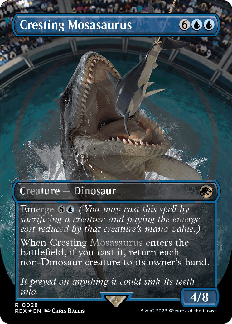 Cresting Mosasaurus (Borderless) (Emblem) (REX-028) - Jurassic World Collection Foil