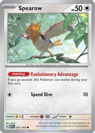 Spearow 021 - Reverse Holofoil SV Scarlet & Violet 151 - Common