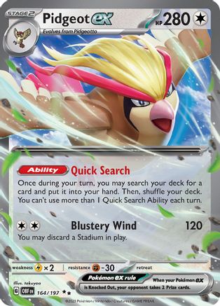 Pidgeot ex 164 - Holofoil SV03 Obsidian Flames - Double Rare