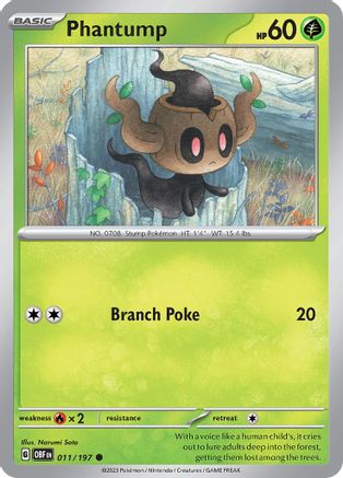 Phantump 011 - Reverse Holofoil SV03 Obsidian Flames - Common