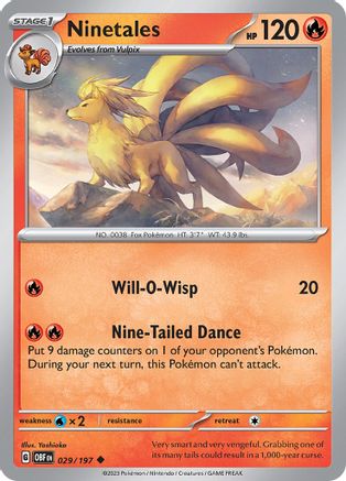 Ninetales 029 - Reverse Holofoil SV03 Obsidian Flames - Uncommon