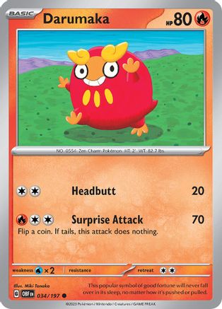Darumaka 034 - Reverse Holofoil SV03 Obsidian Flames - Common
