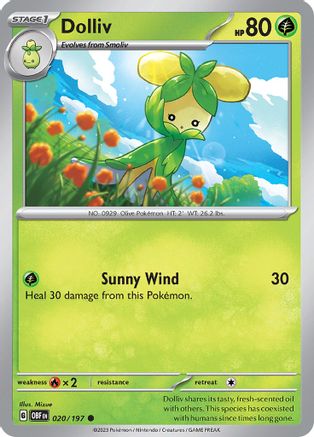 Dolliv 020 - Reverse Holofoil SV03 Obsidian Flames - Common