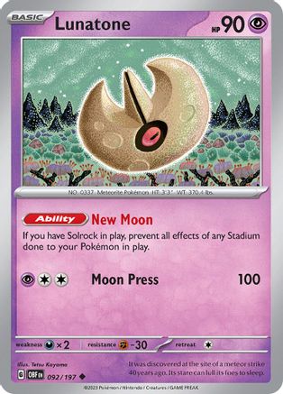 Lunatone 092 SV03 Obsidian Flames - Uncommon