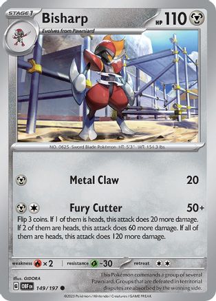 Bisharp 149 - Reverse Holofoil SV03 Obsidian Flames - Common