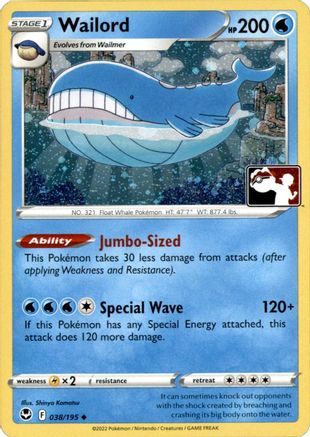 Wailord 038 - Holofoil Prize Pack Series Cards - Uncommon