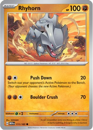 Rhyhorn 111 - Reverse Holofoil SV Scarlet & Violet 151 - Common