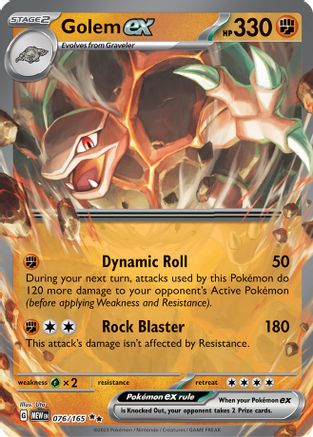 Golem ex 076/165 - Holofoil SV Scarlet & Violet 151 - Double Rare