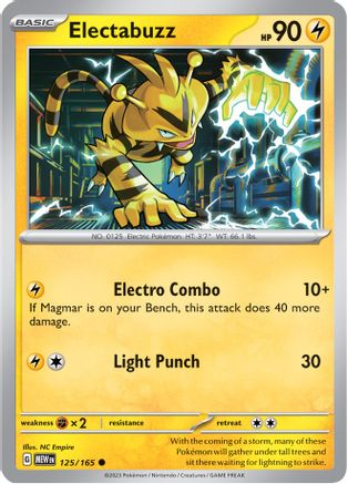 Electabuzz 125 - Reverse Holofoil SV Scarlet & Violet 151 - Common