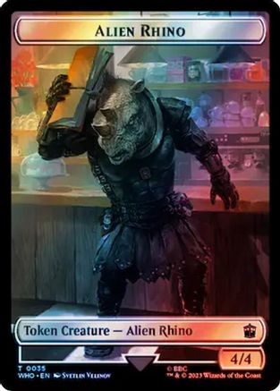 Alien Rhino // Treasure (0061) Double-Sided Token (Surge Foil) (WHO-35 // 61) - Universes Beyond: Doctor Who Foil