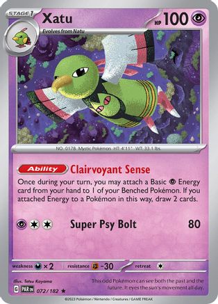 Xatu 072 - Reverse Holofoil SV04 Paradox Rift - Rare
