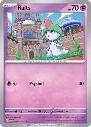 Ralts 027/091 - Reverse Holofoil SV Paldean Fates - Common