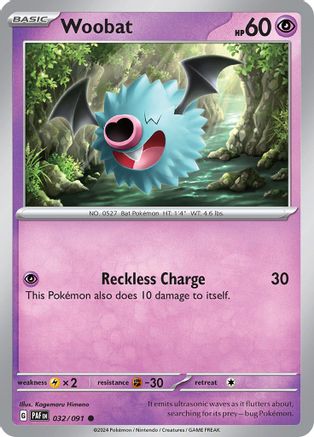Woobat 032 - Reverse Holofoil SV Paldean Fates - Common