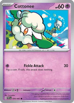 Cottonee 034 - Reverse Holofoil SV Paldean Fates - Common