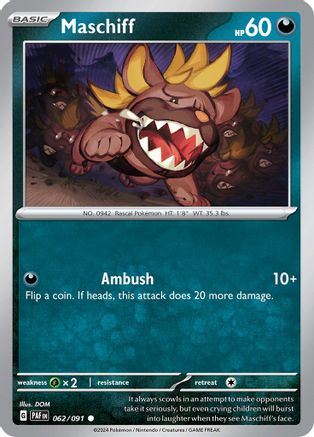 Maschiff 062 - Reverse Holofoil SV Paldean Fates - Common