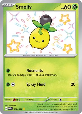 Smoliv 102 - Holofoil SV Paldean Fates - Shiny Rare