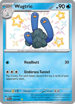 Wugtrio 122/091 - Holofoil SV Paldean Fates - Shiny Rare