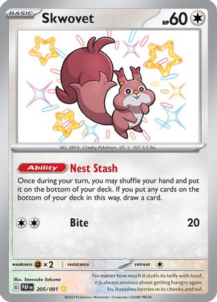 Skwovet 205 - Holofoil SV Paldean Fates - Shiny Rare